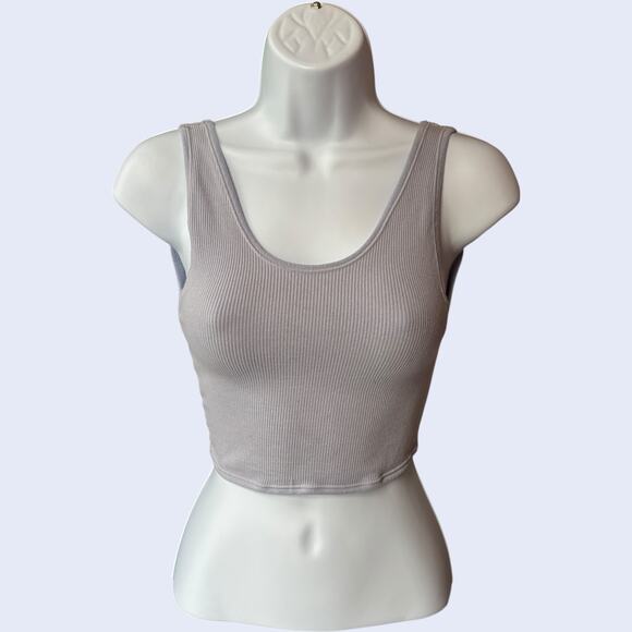 Out From Under Urban Outfitters Ribbed Twist Back Crop Tank Top Gray Y2K - Picture 2 of 5